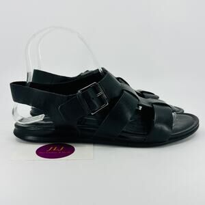 ECCO Women's Black Leather Flat Comfort Gladiator Sandals Size 38 EU/ 7-7.5 US